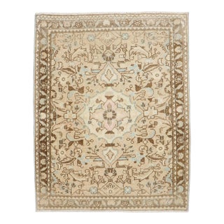 1940s Neutral Persian Sarouk Mini Rug For Sale