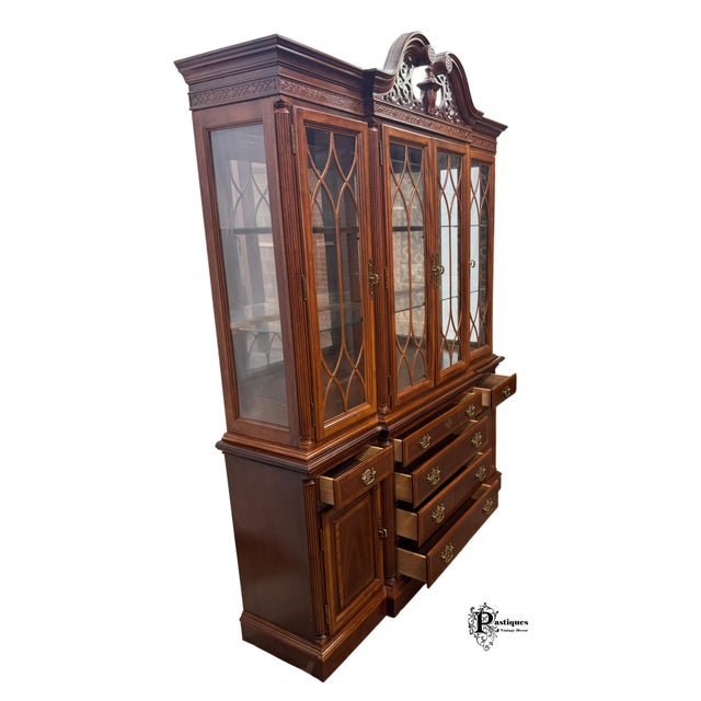Brown Vintage Chippendale Style Mahogany China / Display Cabinet For Sale - Image 8 of 10
