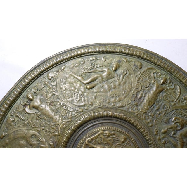 Metal Antique Ornate Figural Mythological Temperantia Bronze German Relief Plate Bowl For Sale - Image 7 of 12