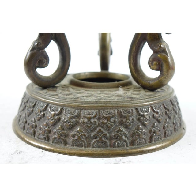 Antique Chinese Bronze Tripod on Stand For Sale - Image 6 of 8