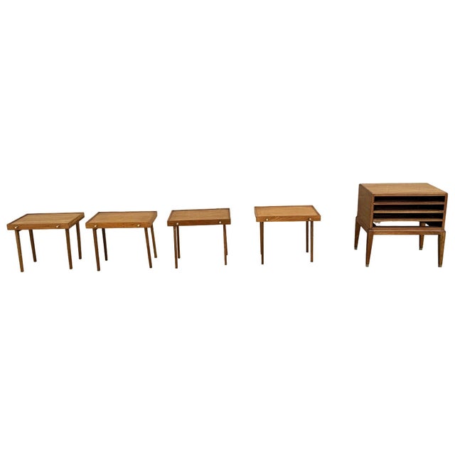 1950s Danish Modern Mahogany Chest of 4 Side Table Stands by Frits Henningsen, Attributed For Sale - Image 13 of 14