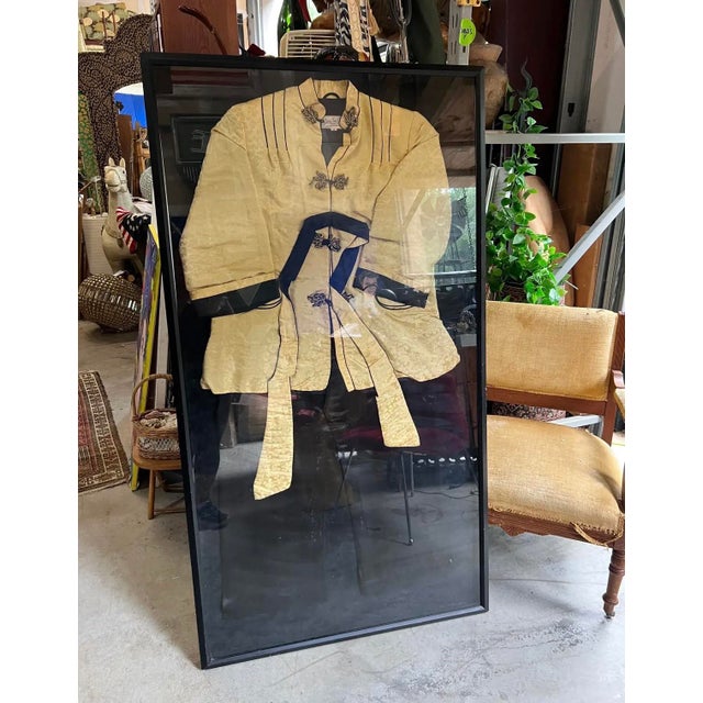 Vintage Framed Asian Kimono Art Piece For Sale - Image 9 of 9