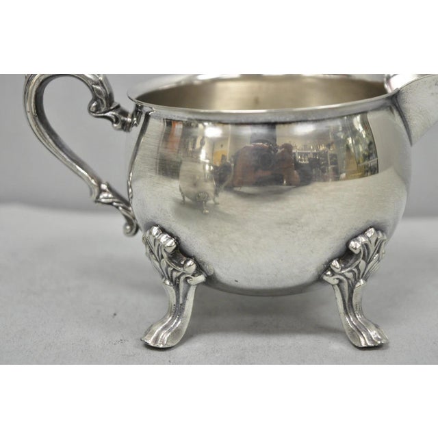 Silver Vintage Sheridan Victorian Silver Plated Footed Lidded Sugar Bowl & Creamer Set For Sale - Image 8 of 12