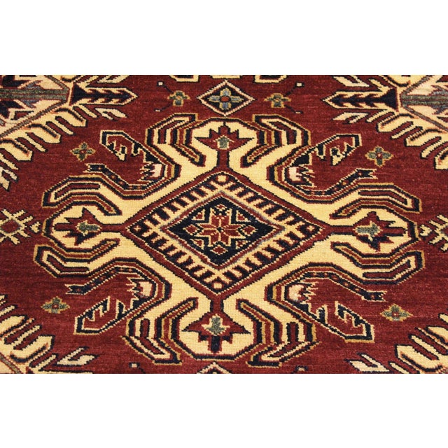 1980s Bohemian Super Kazak Red/Beige Wool Rug - 4'1'' X 6'0'' For Sale - Image 5 of 10