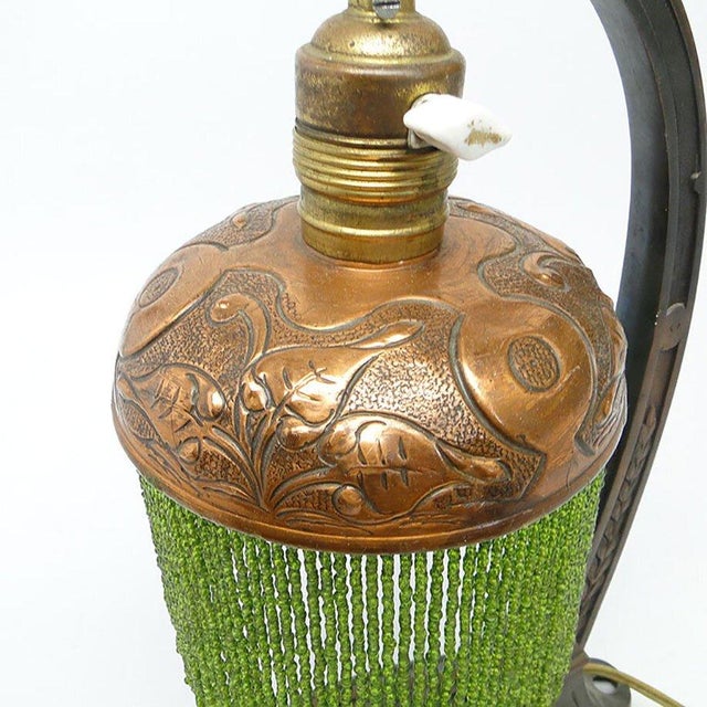 Metal Table Lamp with Floral Motifs, Austria-Hungary, Early 20th Century For Sale - Image 3 of 12