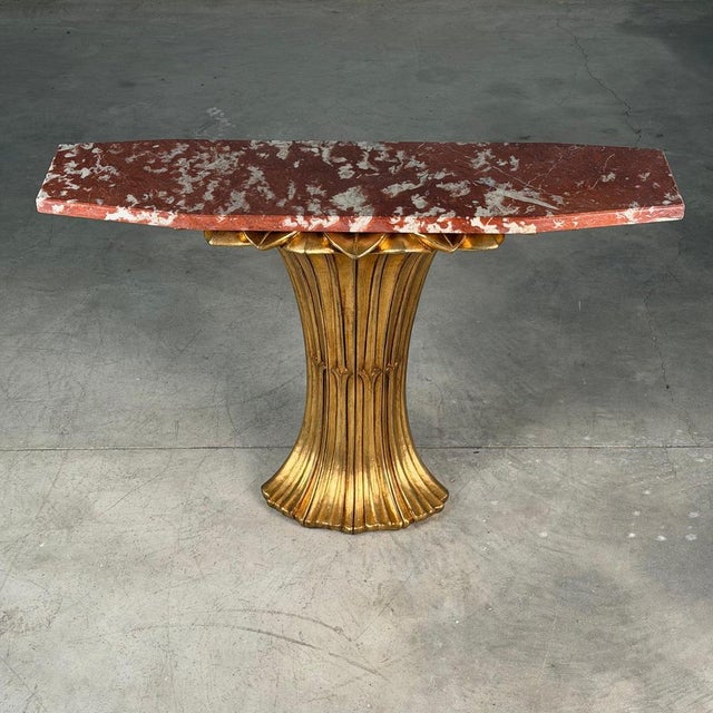 Art Deco Console Table in Hand-Carved Giltwood and Marble by Pierluigi Colli, 1930 For Sale - Image 3 of 18