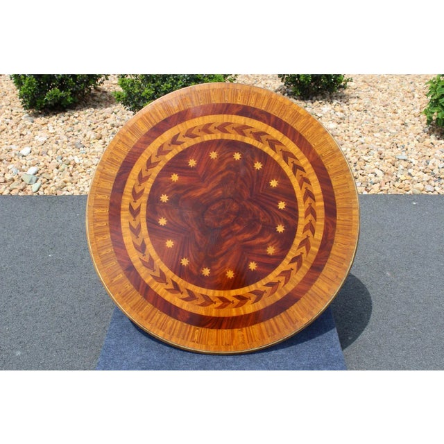 Maitland-Smith Inlaid Wood Table With Gilt Brass Paw Feet For Sale - Image 9 of 18