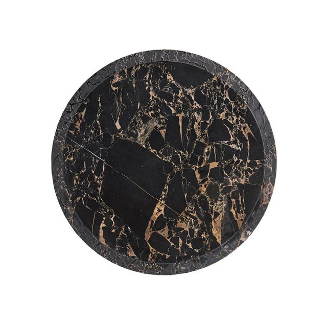 Wood Rustic Modern Marble Pedestal Accent Table For Sale - Image 7 of 10