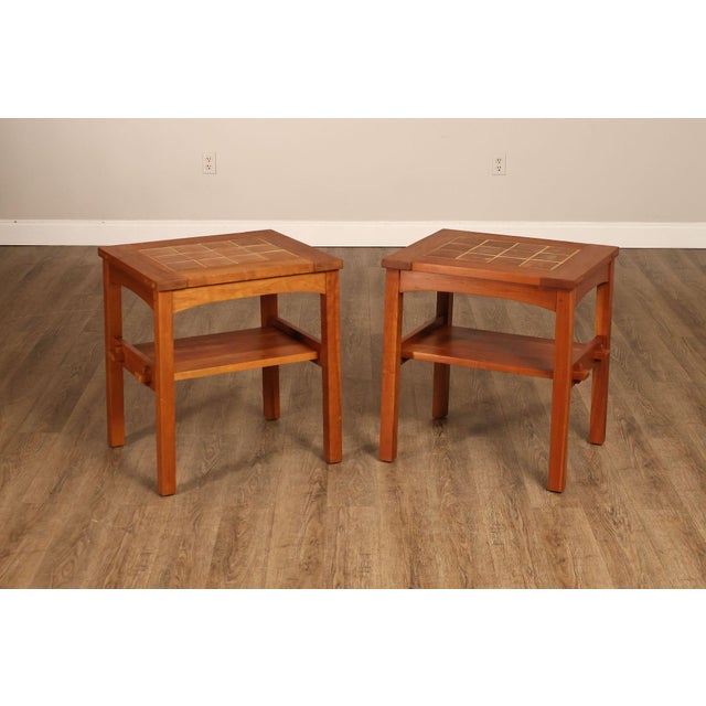 High Quality American Made Cherry End Tables By Stickley From The Mission Collection. Each Table Features A Square Top...