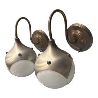 Vintage Mid-Century Modern Tulip Glass Wall Sconces, Pair For Sale