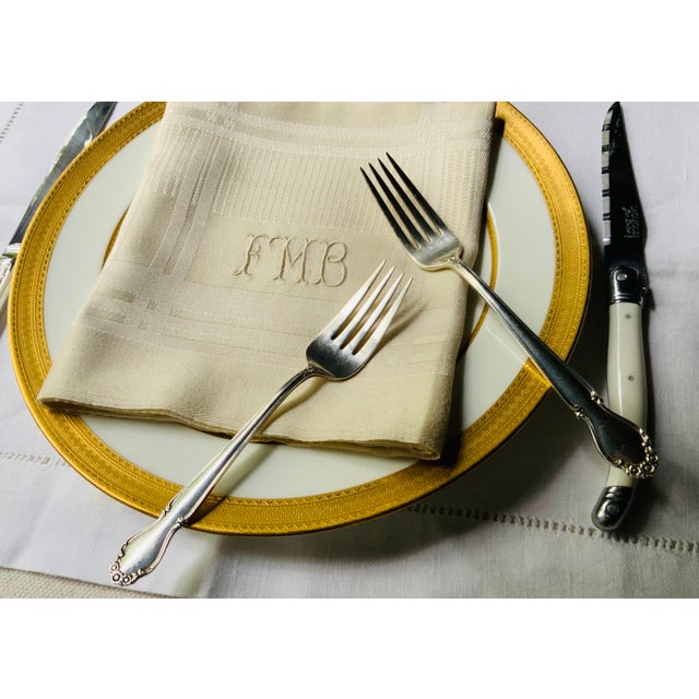 Antique French Damask Linen Dinner Napkins, Monogrammed, Set of 4 | C. 1930s For Sale - Image 12 of 14