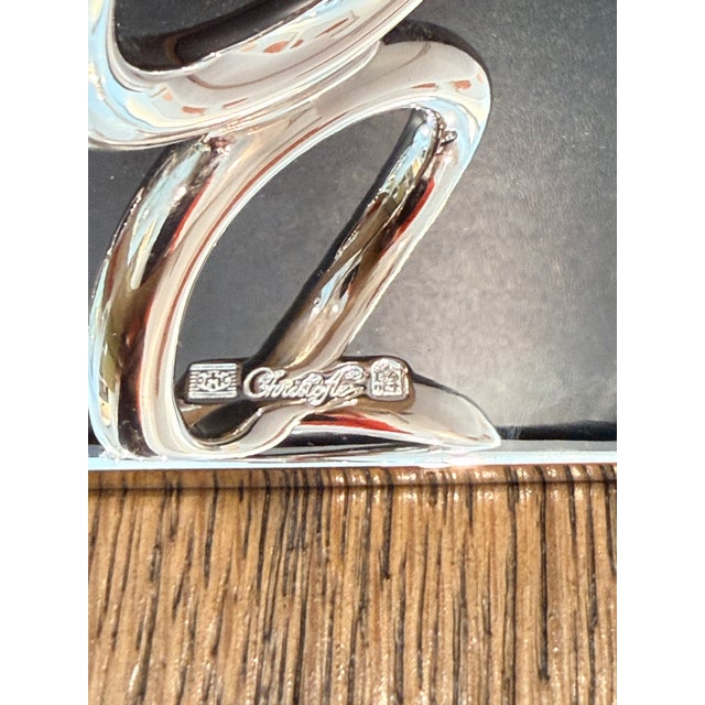 Silver Pair Christofle Vertigo 3 Ring Candlesticks For Sale - Image 8 of 12