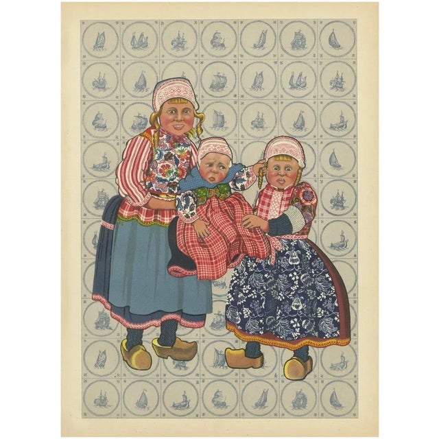 Dutch Childrens' Folk Dress from Marken, 1932, Lithograph For Sale - Image 10 of 10