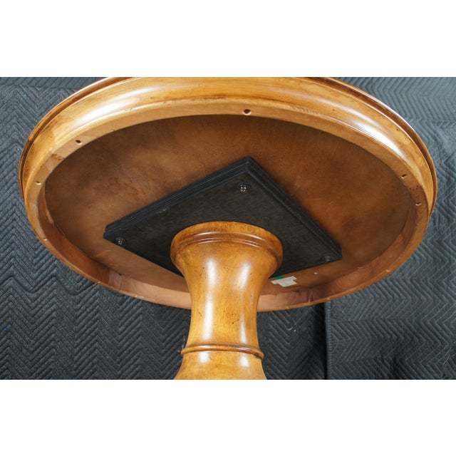 Late 20th Century Thomasville Hills of Tuscany Round Inlaid Walnut Quatrefoil Center Table Stand For Sale - Image 9 of 12