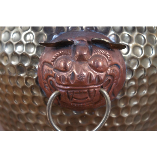 Vintage Chinese Hammered Brass Nesting Foo Dog Planters Jardinieres Cachepots- Set of 3 For Sale - Image 6 of 12
