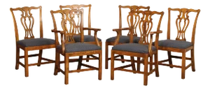 Baker Furniture Chippendale Style Set of Six Carved Oak Dining Chairs