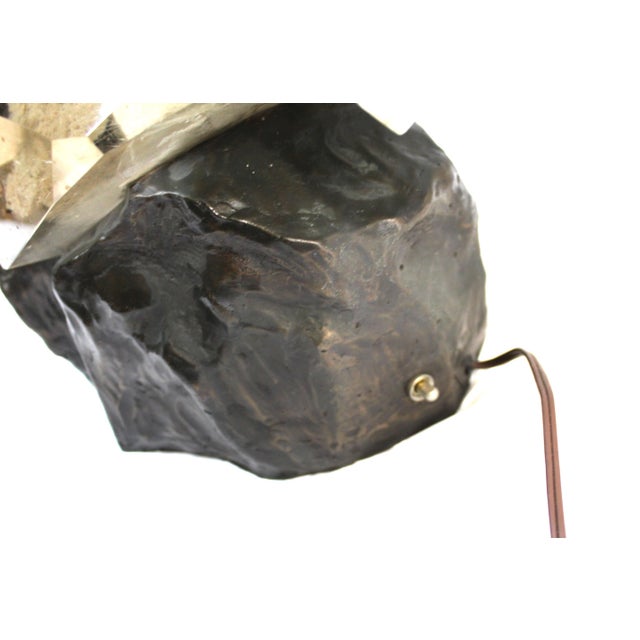 Mid-Century Modern 1990s Mid Century Modern Rock Crystal Lamp ,Bronze Base ,Rare Stone For Sale - Image 3 of 12