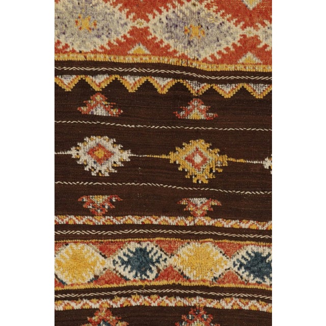1950s Vintage Moroccan Kilim Rug in Brown With Geometric Patterns, From Rug & Kilim For Sale In New York - Image 6 of 8