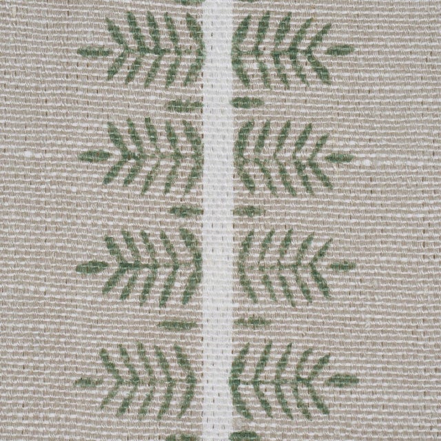 Traditional Schumacher Alva Hand Block Print Fabric In Olive For Sale - Image 3 of 5