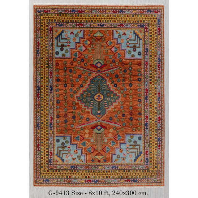 Persian 8x10Ft. Brunt Orange Persian Hand Knotted Wool Rugs For Sale - Image 3 of 18