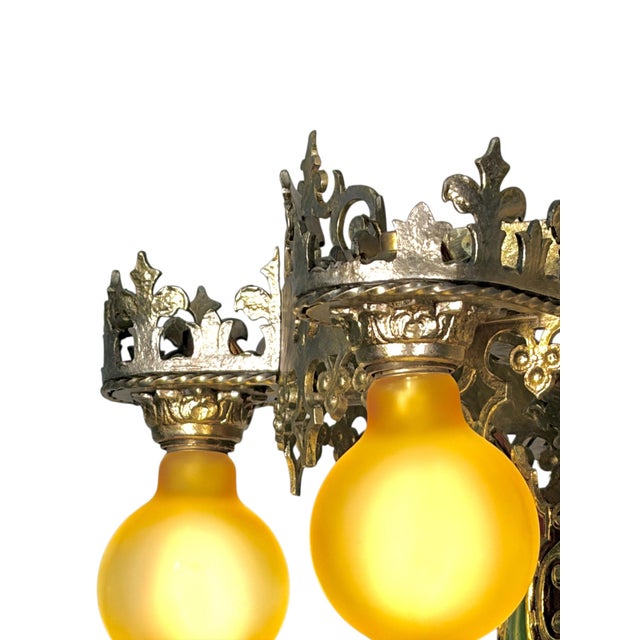 1927 Spanish Revival Semi Flush Chandelier With Original Polychrome Finish For Sale In Los Angeles - Image 6 of 14