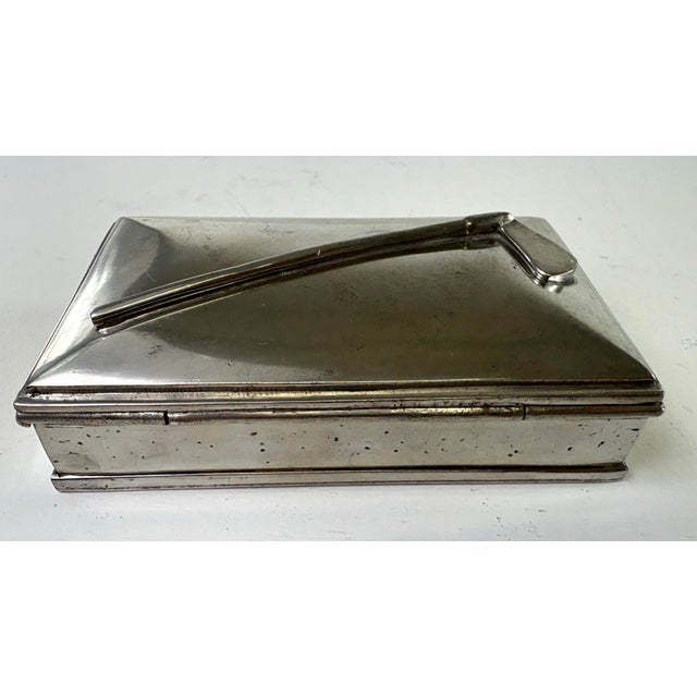 Mid-Century Vintage Nickel Plated German Golfers Trinket Box For Sale - Image 10 of 11
