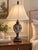 Late 20th Century Vintage Transitional Pierced Acanthus Urn Table Lamp With Natural Linen Shade For Sale - Image 5 of 6