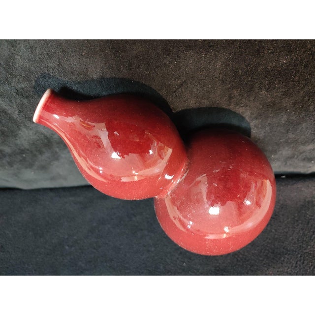 Chinese Ceramic Vase,Red GlazePorcelain Gourd Vase For Sale - Image 9 of 11