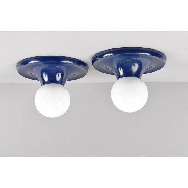 Mid-Century Italian Blue Metal Light Ball Sconce by Achille Castiglioni for Flos, 1960s For Sale - Image 12 of 18