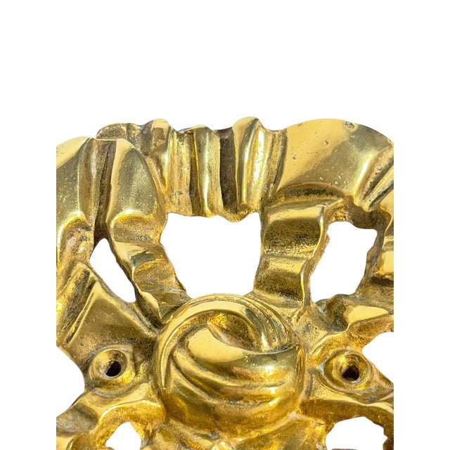 Metal Vintage Hollywood Regency Brass Bow Wall Robe Hat Coat Hook For Sale - Image 7 of 13