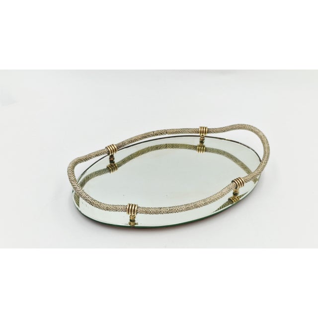Mid-Century Hollywood Regency Oval Mirrored Tray, 1950s For Sale - Image 6 of 14