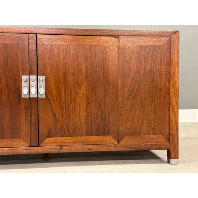 1960s Refinished Walnut Low Credenza For Sale In Boston - Image 6 of 9
