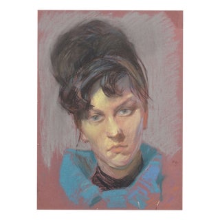 Albert Goltjakov, Portrait of a Woman, 1962, Pastel on Paper For Sale
