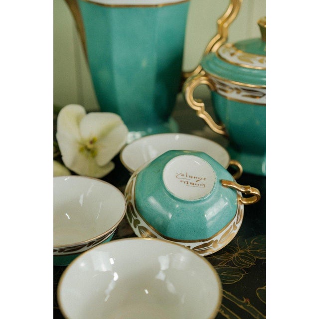 Ceramic 20th Century Tea and Coffee Service by Yolande Manin for Limoges, Set of 15 For Sale - Image 7 of 11