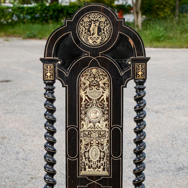 Late 19th Century Ebony Colored Chair Inlaid with Pogliani Relief Decorations For Sale - Image 6 of 18