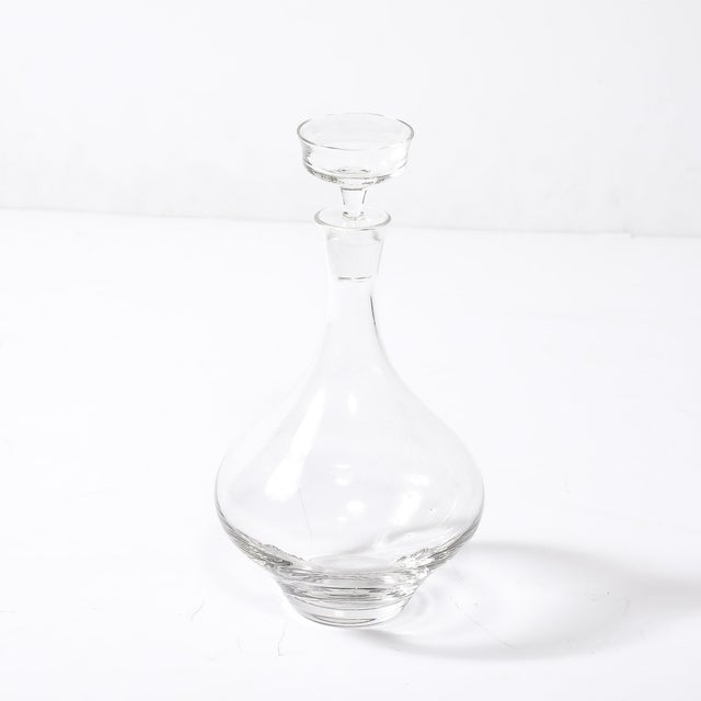 Mid-Century Modernist Sculptural Crystal Decanter With Basin Form Stopper For Sale - Image 11 of 16