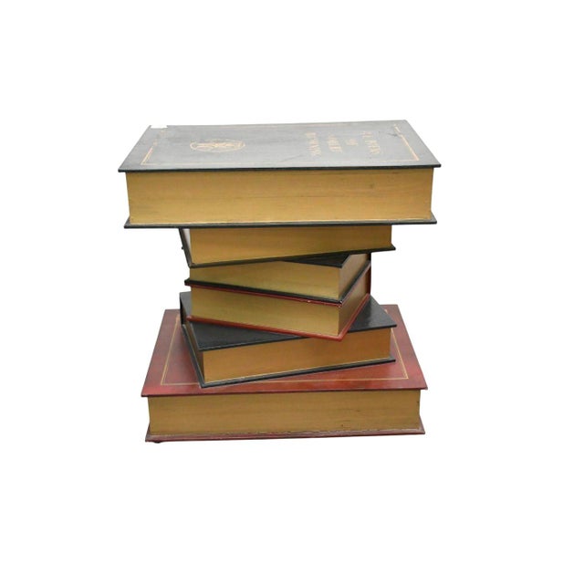 Wood Stacked "Old Book Style" Side Table With Single Drawer For Sale - Image 7 of 9