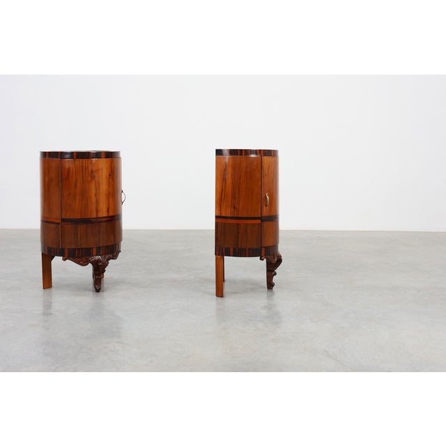 Art Deco Walnut and Marble Nightstands, Italy, 1920s, Set of 2 For Sale - Image 6 of 18