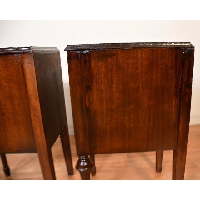 1930s Pair of French Style Dark Mahogany Nightstands / Bedside Tables For Sale - Image 13 of 13