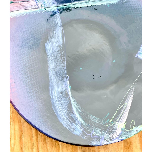 Ceramic Vintage Postmodern Signed Glazed Ceramic Hand Painted Plate For Sale - Image 7 of 10