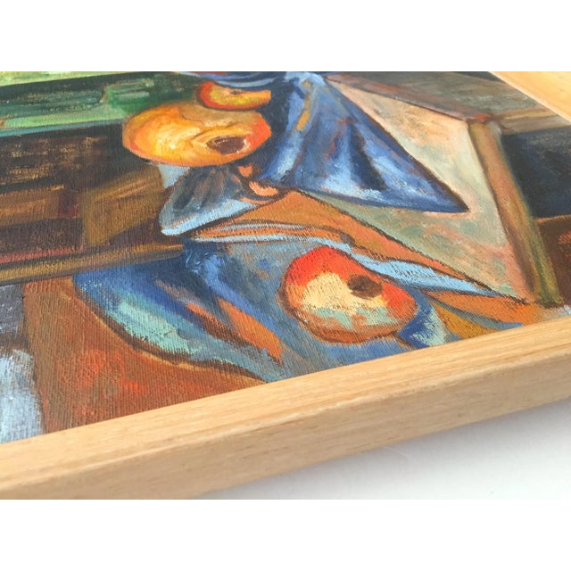 Wood Vintage 1958 Mid-Century Modern Charlotte Cannon Framed Original Still Life Oil Painting For Sale - Image 7 of 13