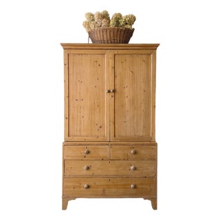 Antique Linen Press, Storage Cabinet With Drawers For Sale