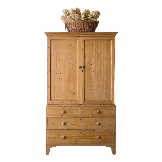 Antique Linen Press, Storage Cabinet With Drawers For Sale