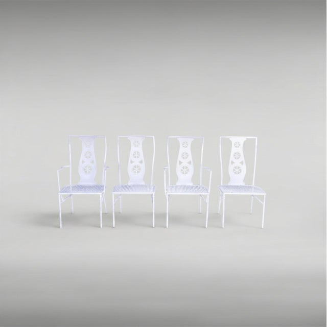 Metal Mid-Century Salterini Montego Chairs and Table, Set of Five Pinwheel Back, Attributed For Sale - Image 7 of 8