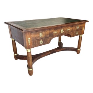 Early 20th Century French Empire Style Walnut Leather Top Desk For Sale