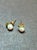 Metal 6 MM White Akoya Aaa Pearl Stud Earrings 14 K Yellow Gold + Diamond + Emerald For Sale - Image 7 of 8