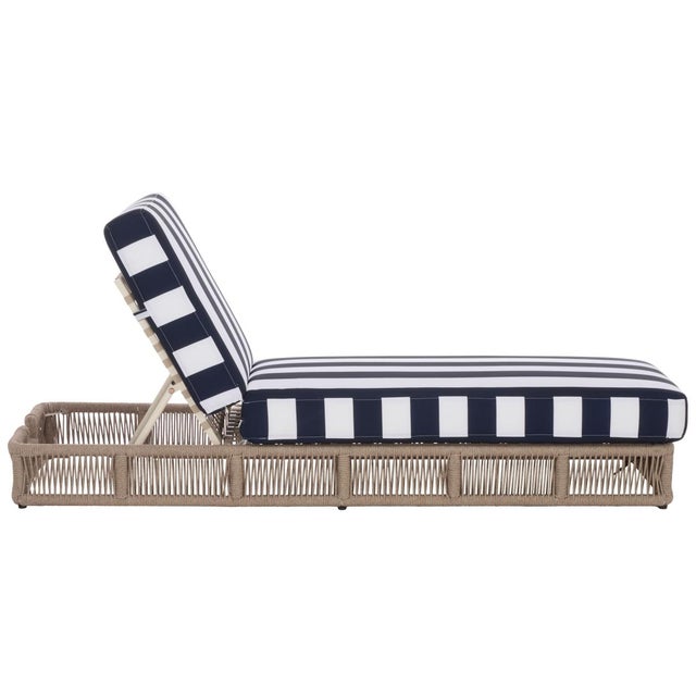 Gillian Chaise Lounge, Heather Tan/Navy Stripe For Sale - Image 11 of 12