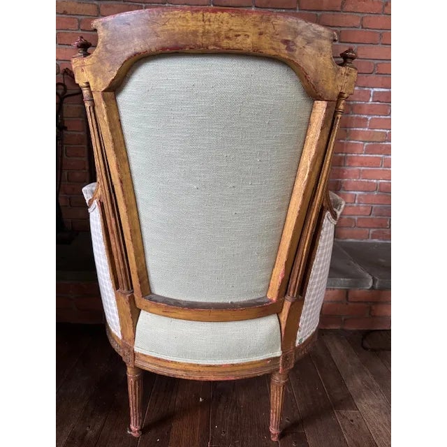 French Antique French Louis XV–Style Giltwood Bergère Armchair, Late 19th Century For Sale - Image 3 of 12