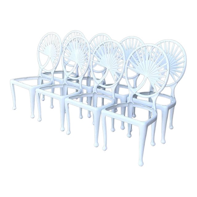 Vintage Palm Frond Cast Aluminum Dining Chairs - Set of 8 For Sale