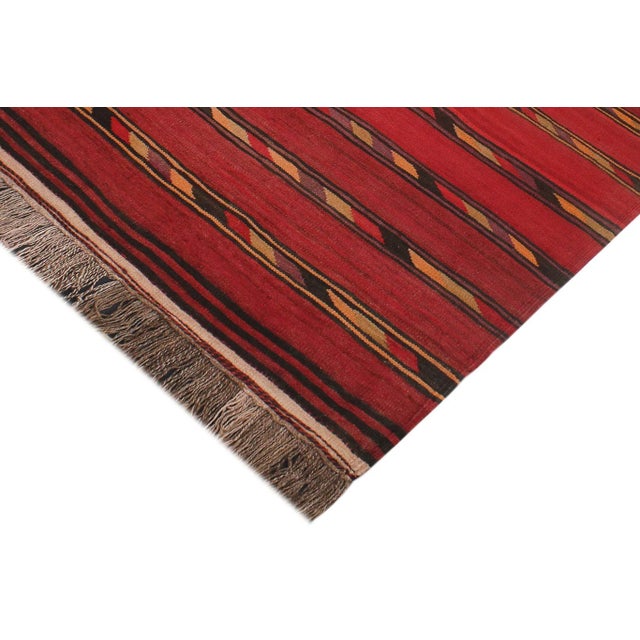 Shabby Chic 1960s Turkish Tribal Antique Kilim Red Blue Hand-Woven Area Rug For Sale - Image 3 of 10